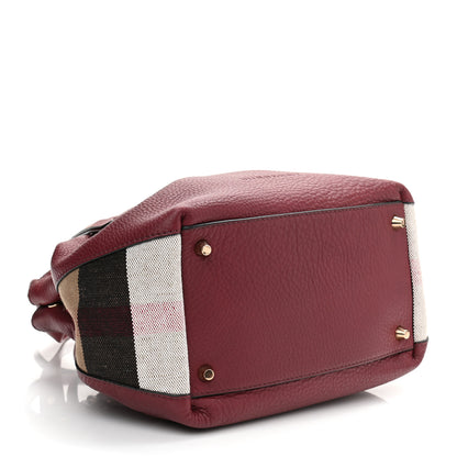 Burberry Grainy Calfskin House Check Medium Maidstone Burgundy Red 4 of 10