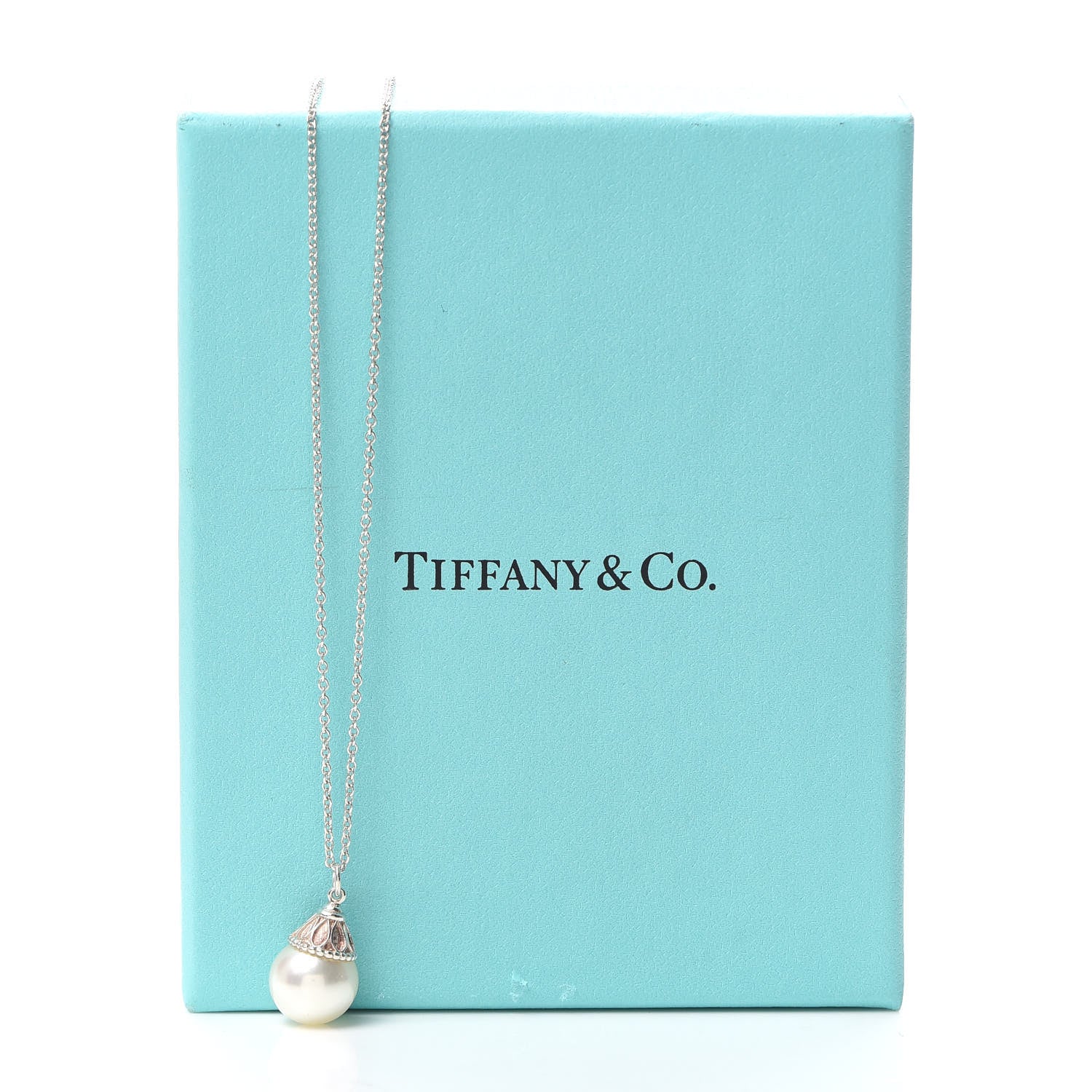 Tiffany Sterling Silver Pearl Ziegfeld Drop Pendant Necklace 6 of 6