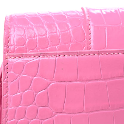 Balenciaga Shiny Calfskin Crocodile Embossed Small Hourglass Sling Shoulder Bag Baby Pink 14 of 15