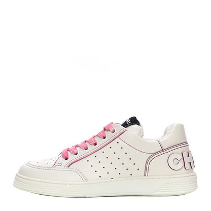 Chanel Calfskin Womens Logo Sneakers 36.5 White Pink 1 of 12