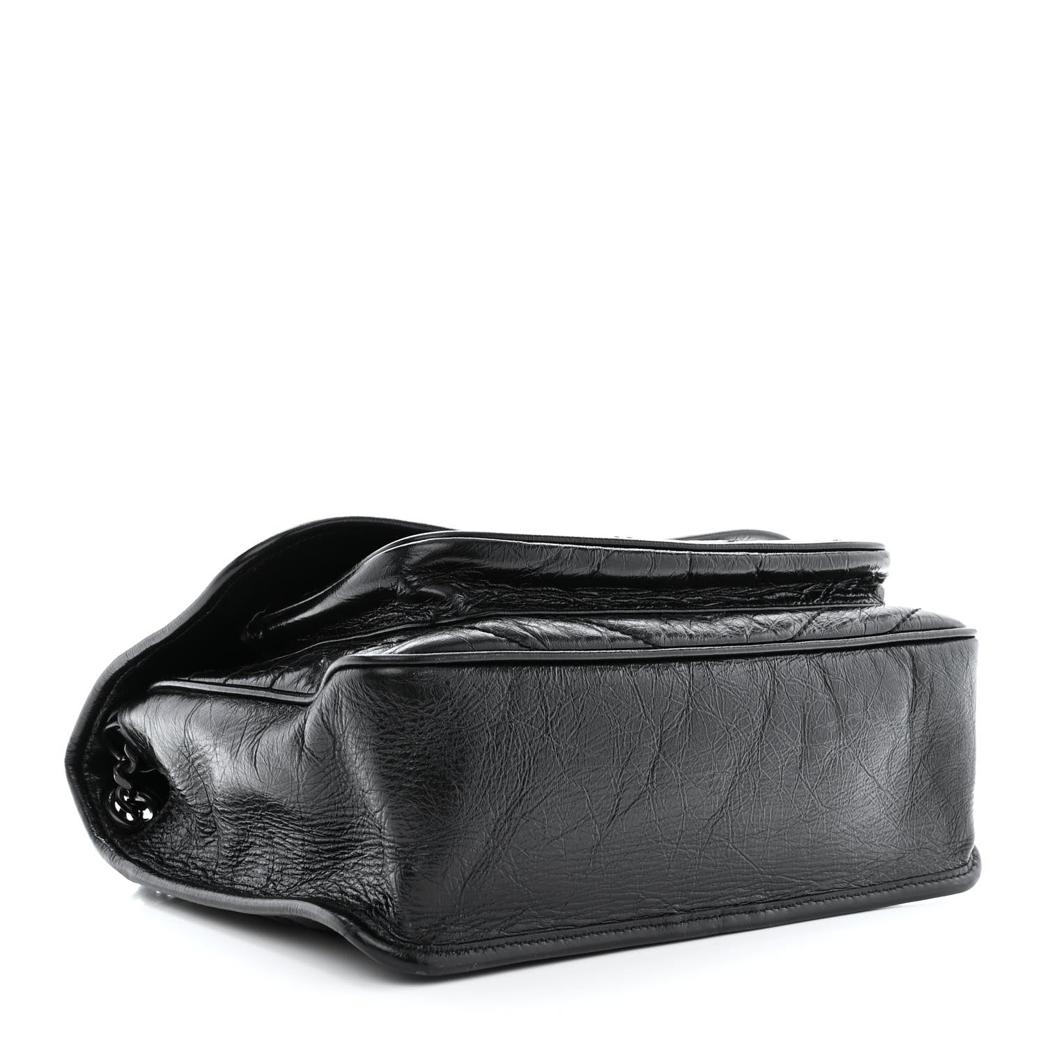 Saint Laurent Crinkled Calfskin Matelasse Monogram Medium Niki Chain Satchel Black 4 of 12