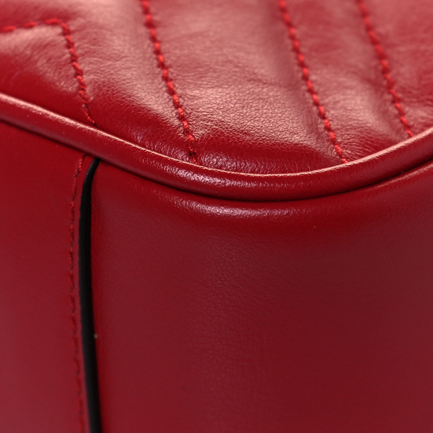 Gucci Calfskin Matelasse Mini GG Marmont Shoulder Bag Hibiscus Red 11 of 13
