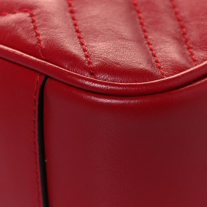 Gucci Calfskin Matelasse Mini GG Marmont Shoulder Bag Hibiscus Red 11 of 13