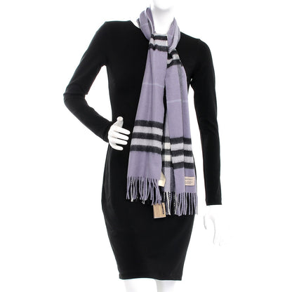 Burberry Cashmere Giant Check Fringe Scarf Lilac 2 of 7