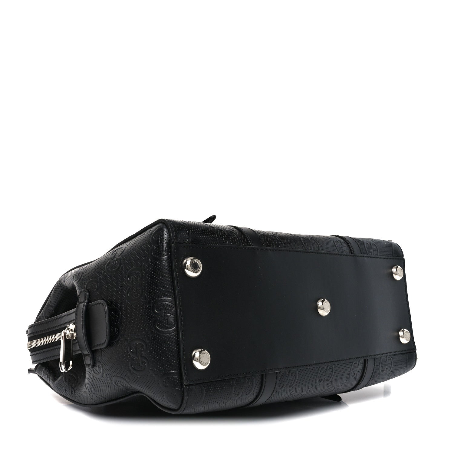 Gucci Calfskin GG Tennis Embossed Tote Bag Black 4 of 10