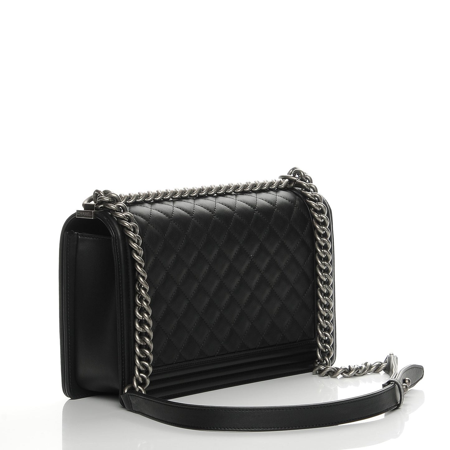 Calfskin Quilted New Medium Boy Flap Black