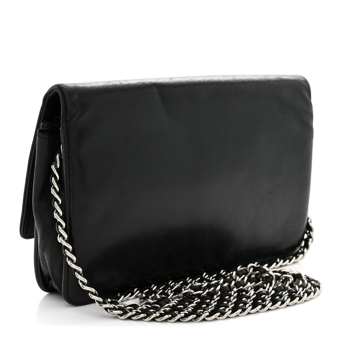 Lambskin Timeless CC Wallet On Chain WOC Black
