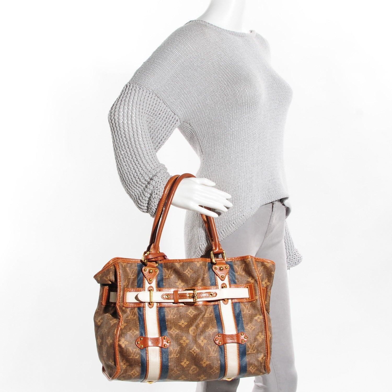 Louis Vuitton Monogram Rayures Tisse Sac GM Blue 2 of 7