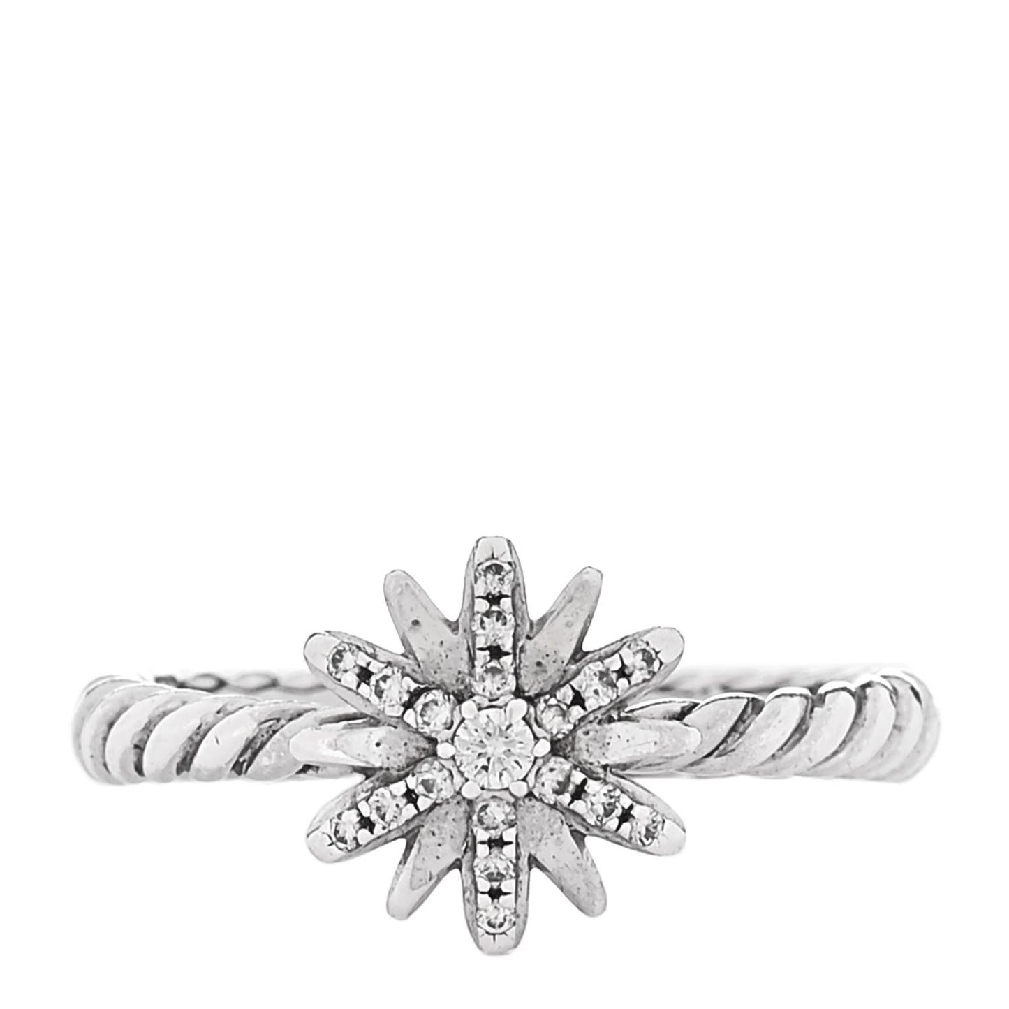 Sterling Silver Diamond Petite Starburst Ring 52 6