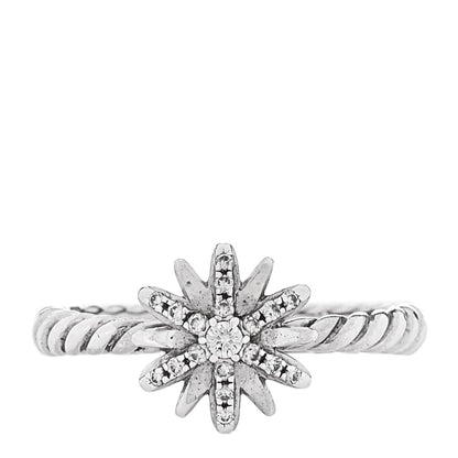 David Yurman Sterling Silver Diamond Petite Starburst Ring 52 6 1 of 4