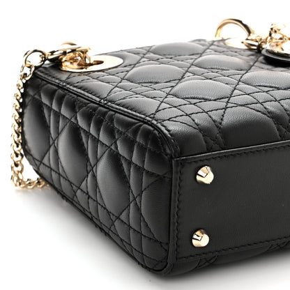 Christian Dior Lambskin Cannage Mini Lady Dior Black 9 of 11