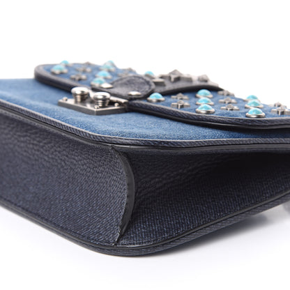 Valentino Garavani Denim Star Studded Small Lock Flap Blue 8 of 9