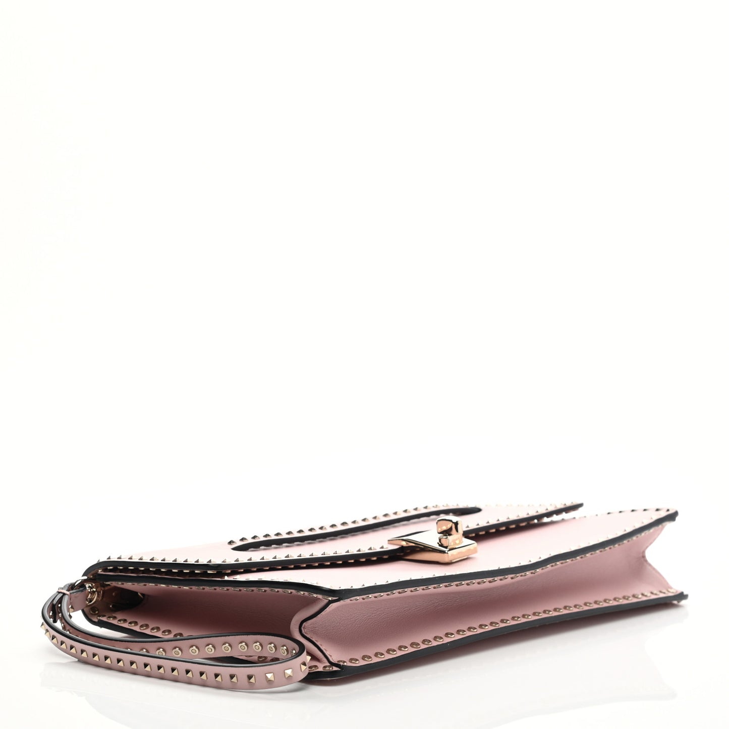 Nappa Micro Rockstud Wristlet Clutch Water Rose