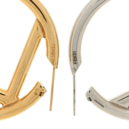 Fendi Metal FF Hoop Earrings Gold Silver 4 of 4