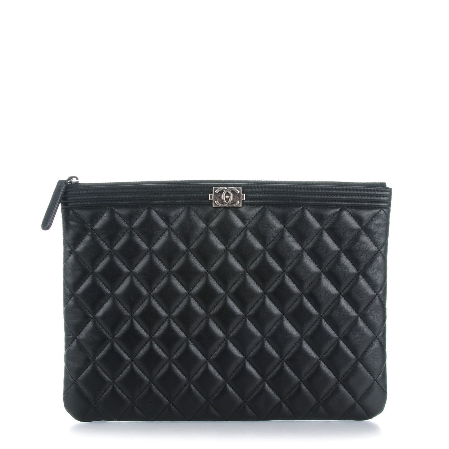 Lambskin Quilted Medium Boy Cosmetic Case Black