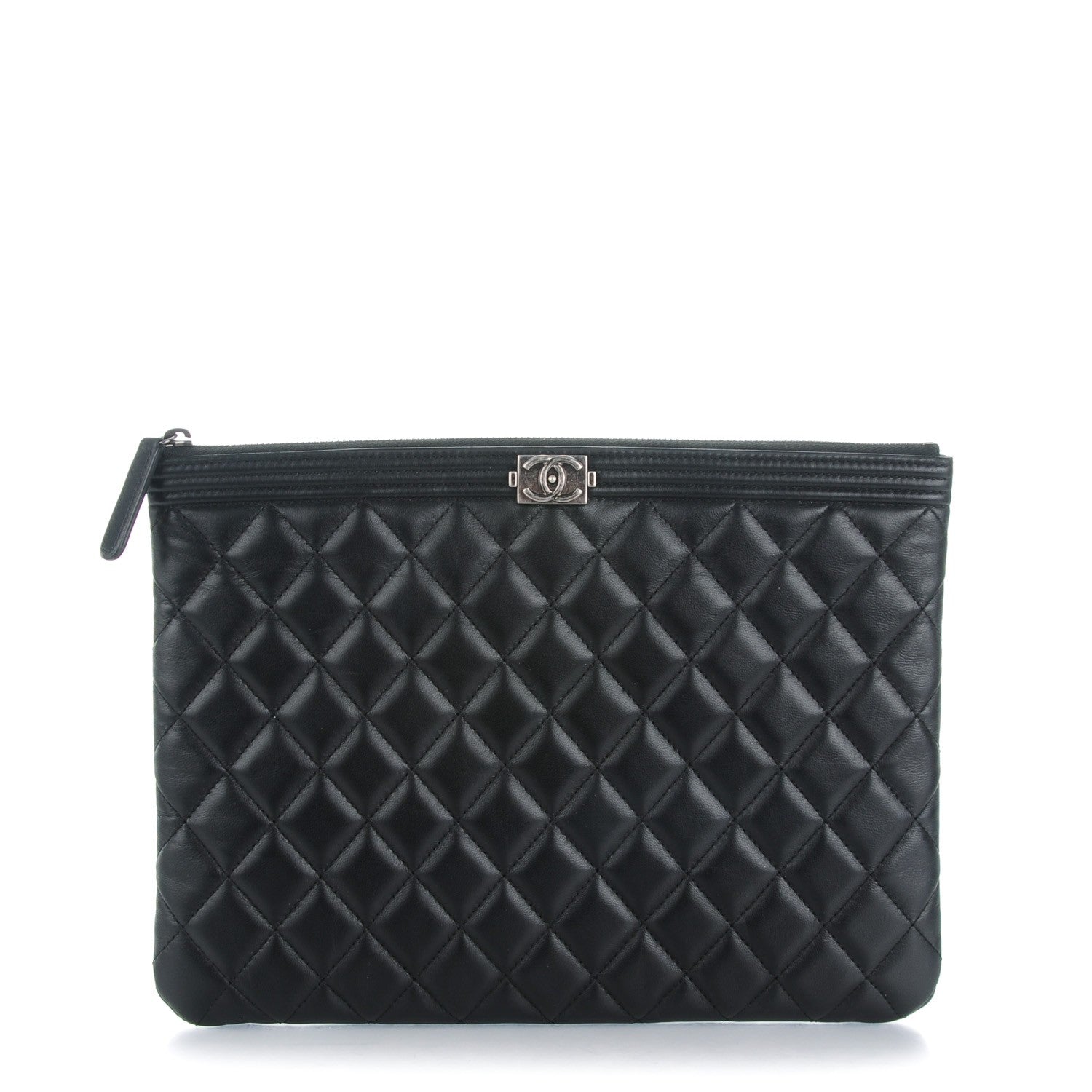 Chanel Lambskin Quilted Medium Boy Cosmetic Case Black 1 of 7
