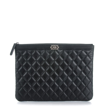 Chanel Lambskin Quilted Medium Boy Cosmetic Case Black 1 of 7