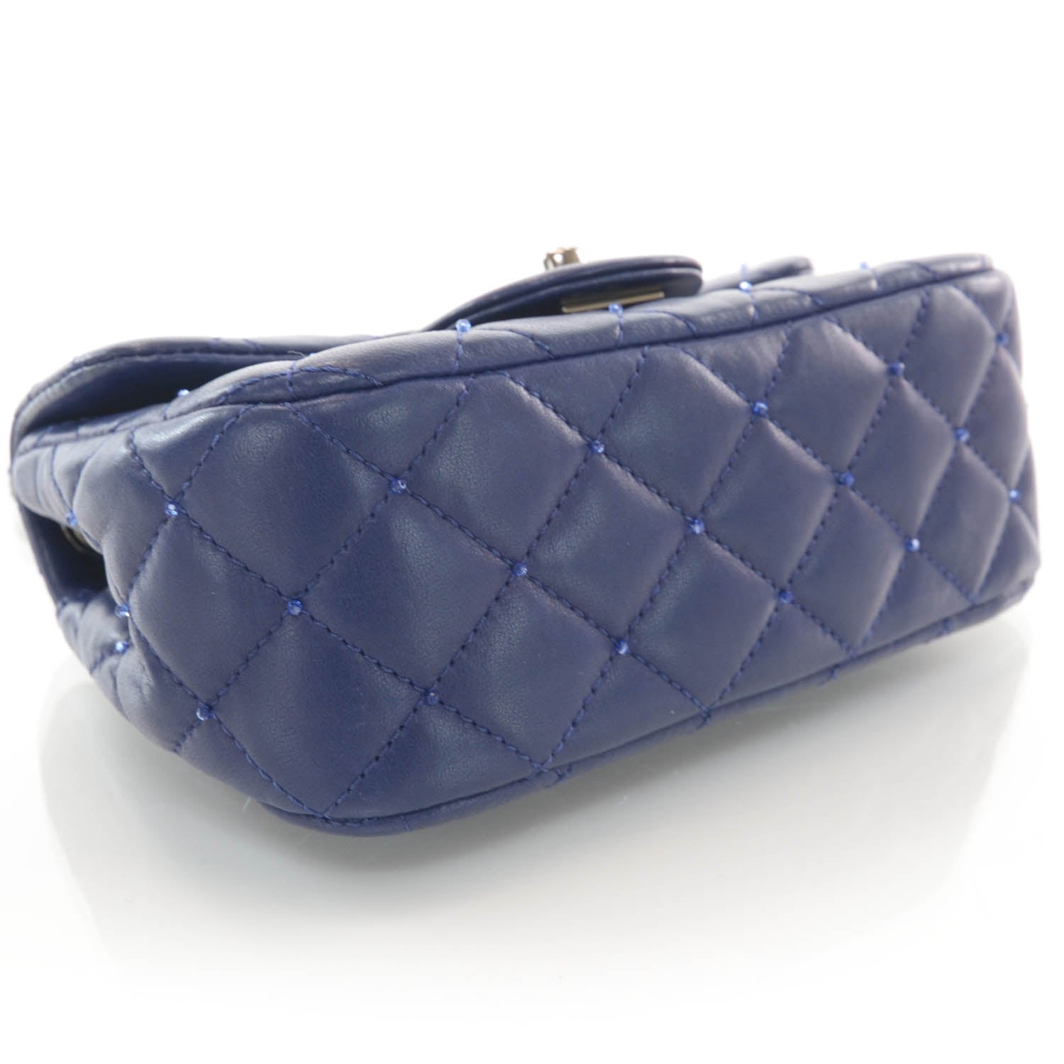Chanel Lambskin Quilted Strass Mini Flap Dark Blue 4 of 9