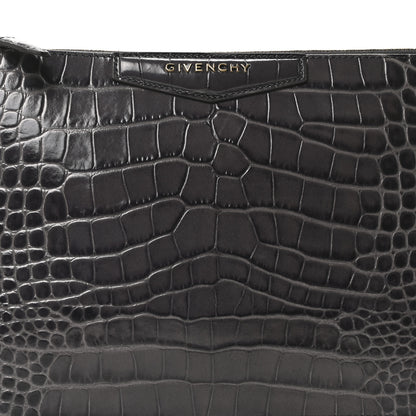 Givenchy Calfskin Crocodile Embossed Medium Antigona Pouch Grey 8 of 10