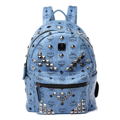 MCM Visetos Studded Small Stark M Backpack Blue 1 of 10