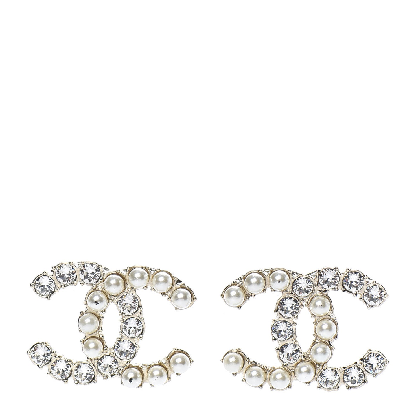 Crystal Pearl CC Dazzling Domino Earrings Gold