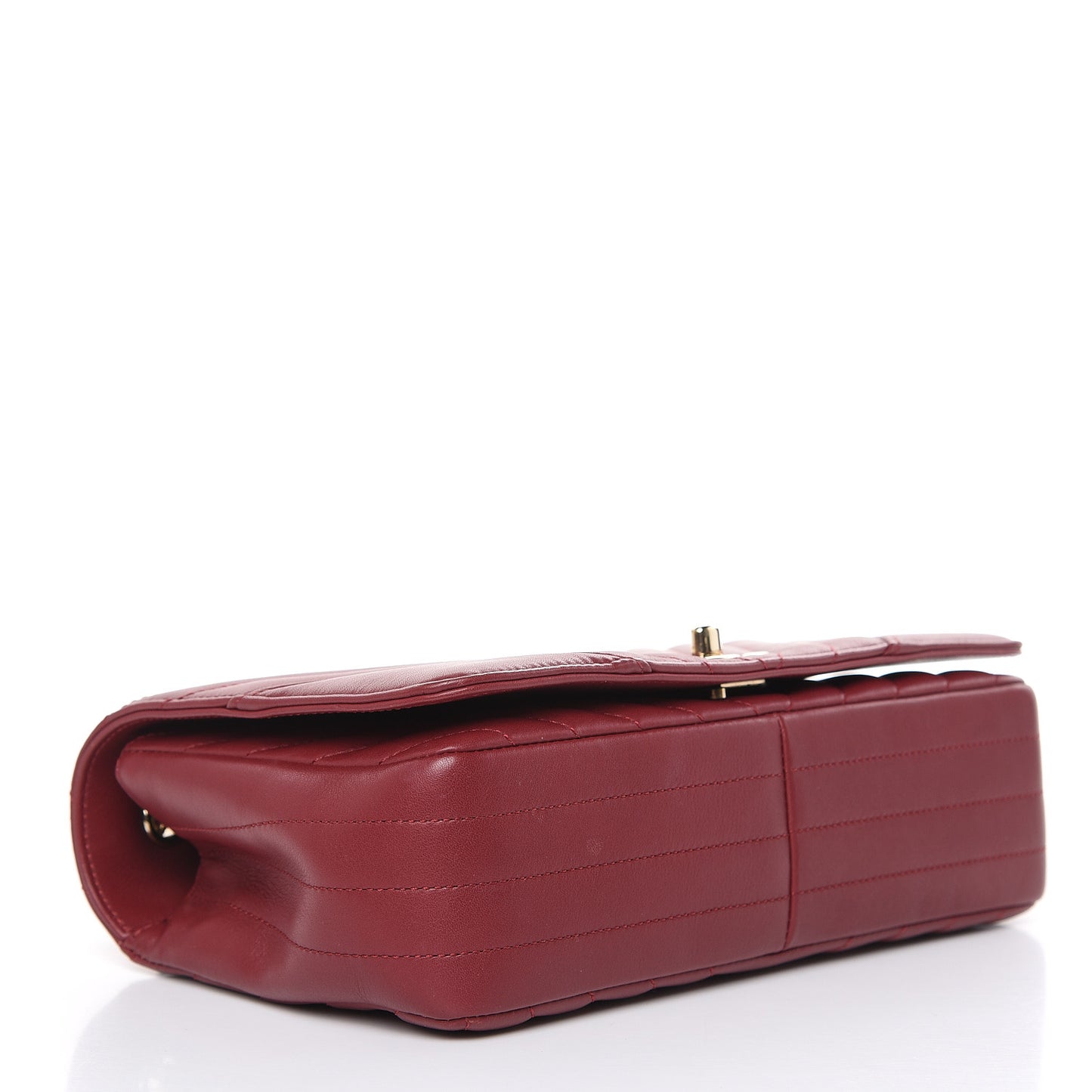 Calfskin Chevron Quilted Statement Flap Burgundy