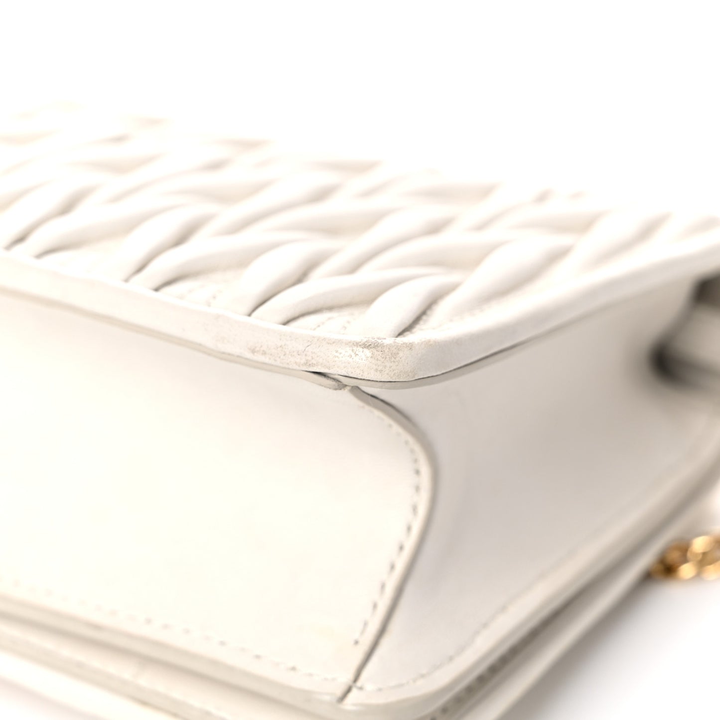 Nappa Matelasse Chain Crossbody White
