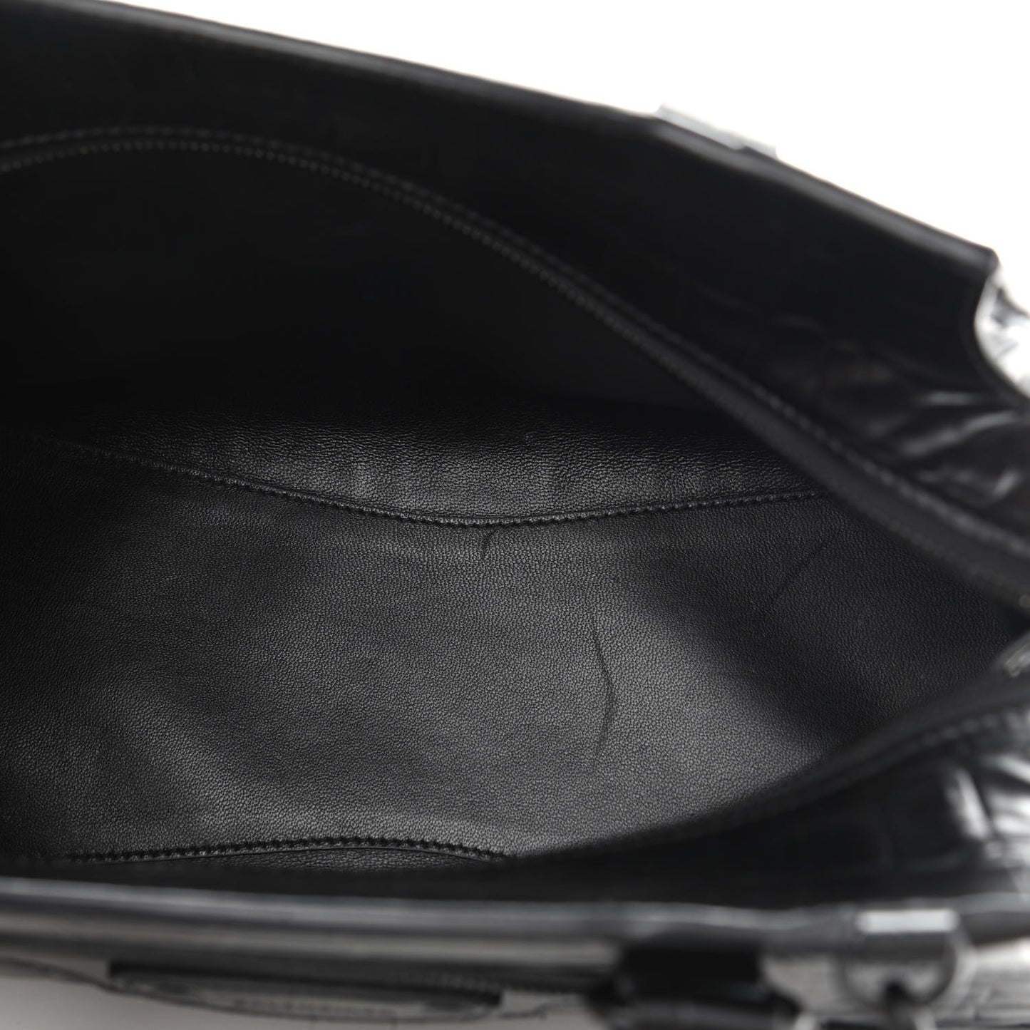 Semi Shiny Calfskin Crocodile Embossed Neo Classic Black Hardware S City Black
