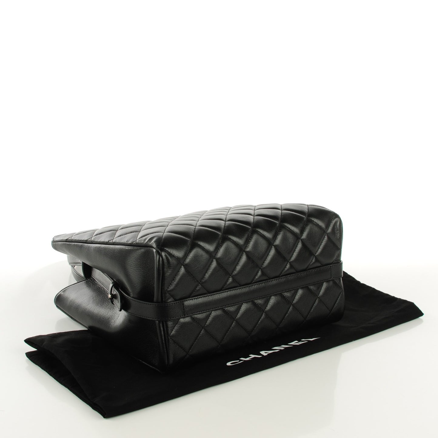 Metallic Goatskin Quilted Small City Rock Shopping Tote Black