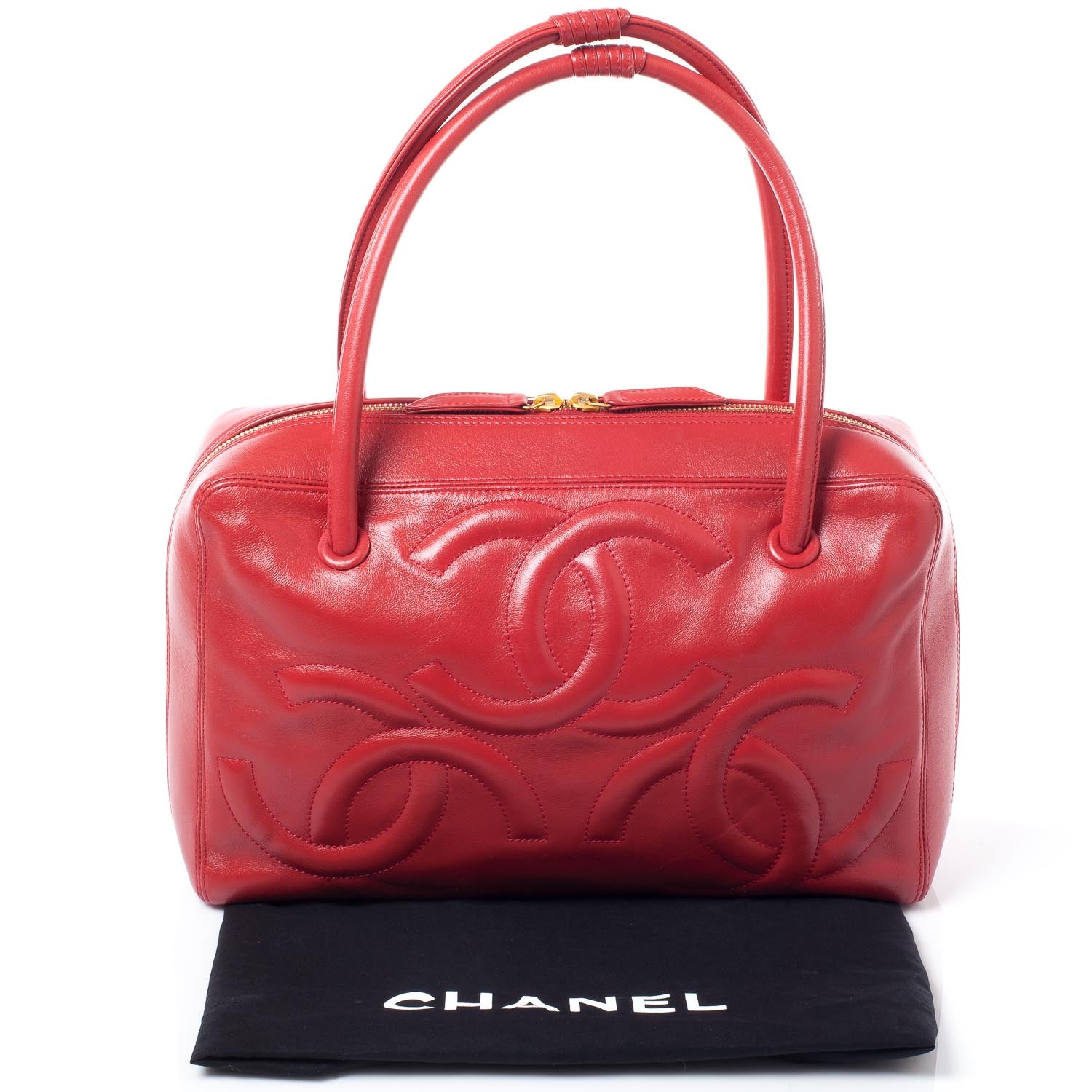 Chanel Leather CC Bowler Red 8 of 8
