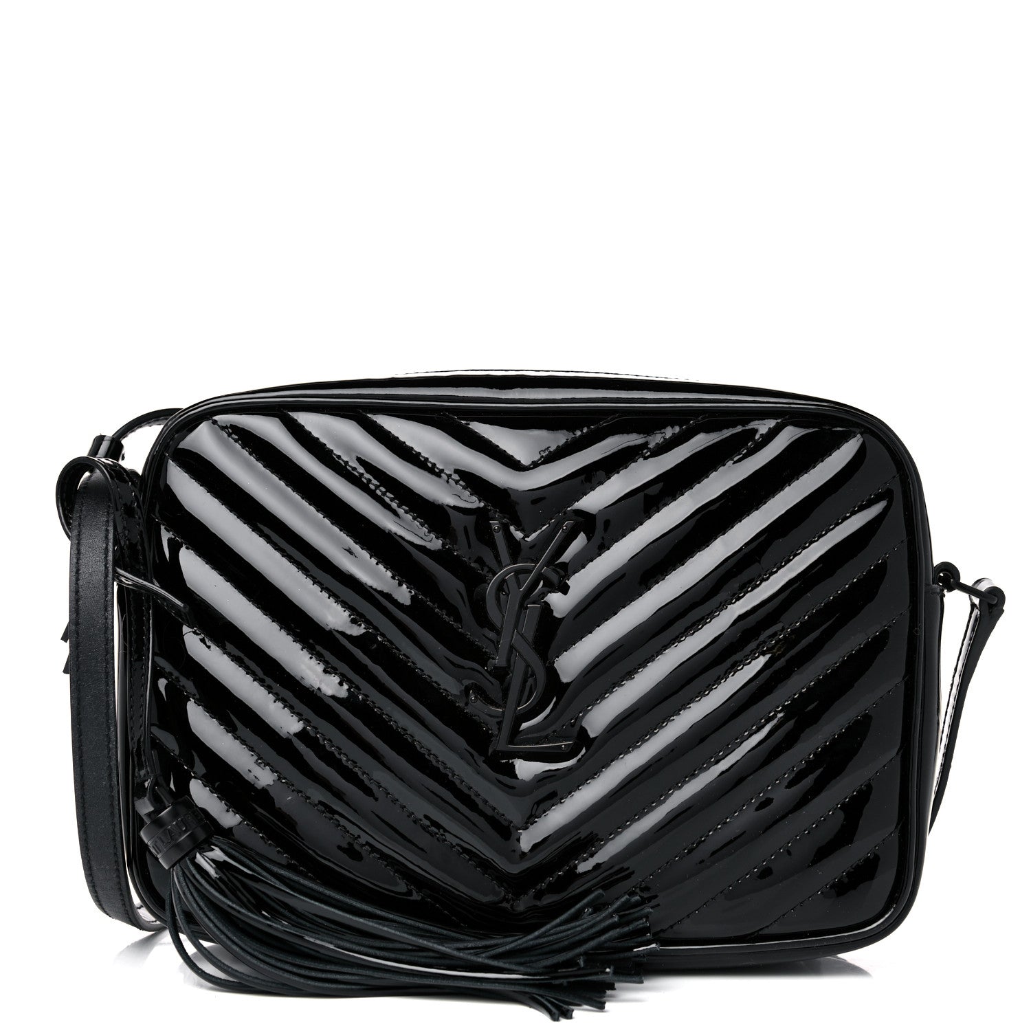 Saint Laurent Patent Calfskin Matelasse Monogram Lou Camera Bag Black 1 of 11