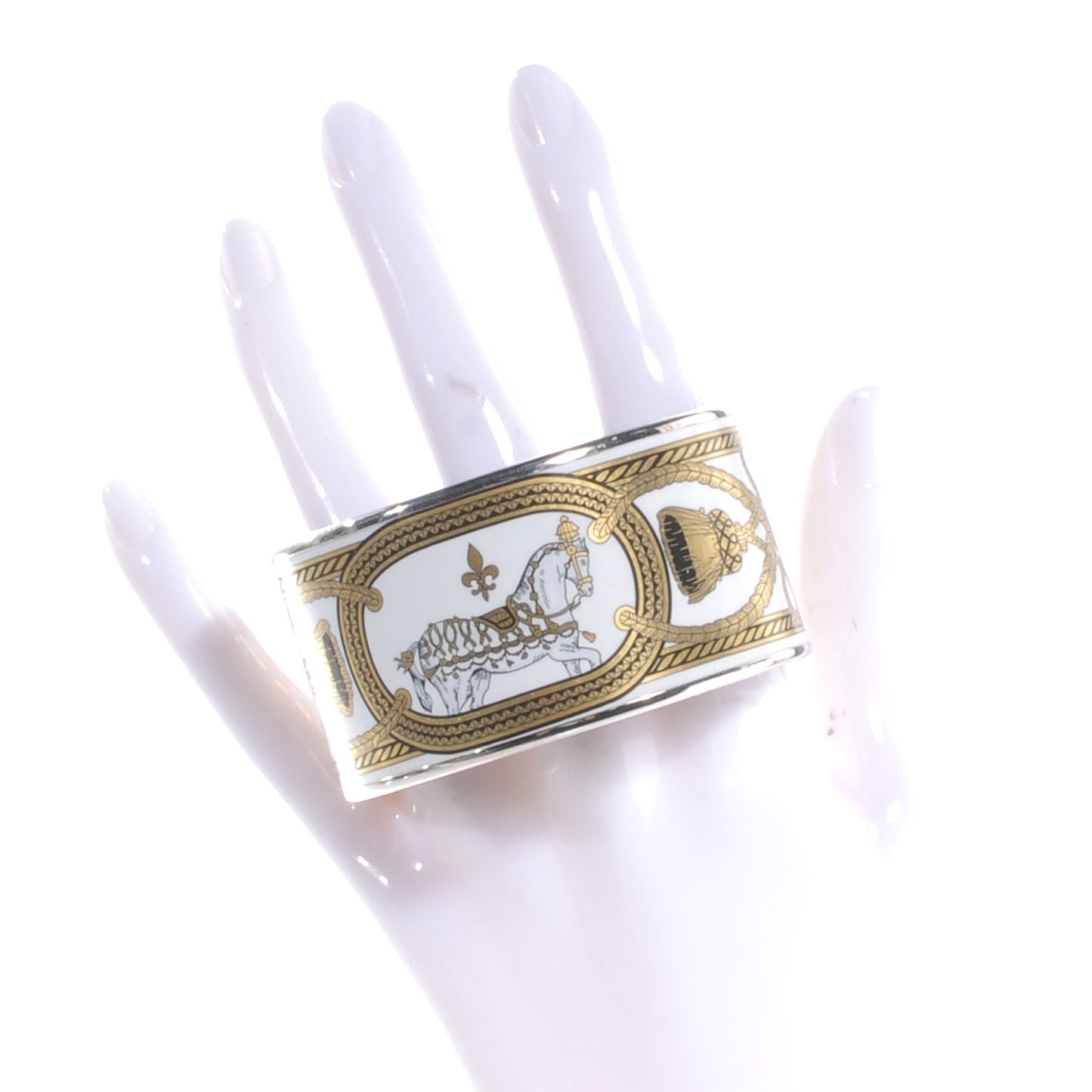 Enamel Printed Grand Apparat Extra Wide Bracelet 65 White