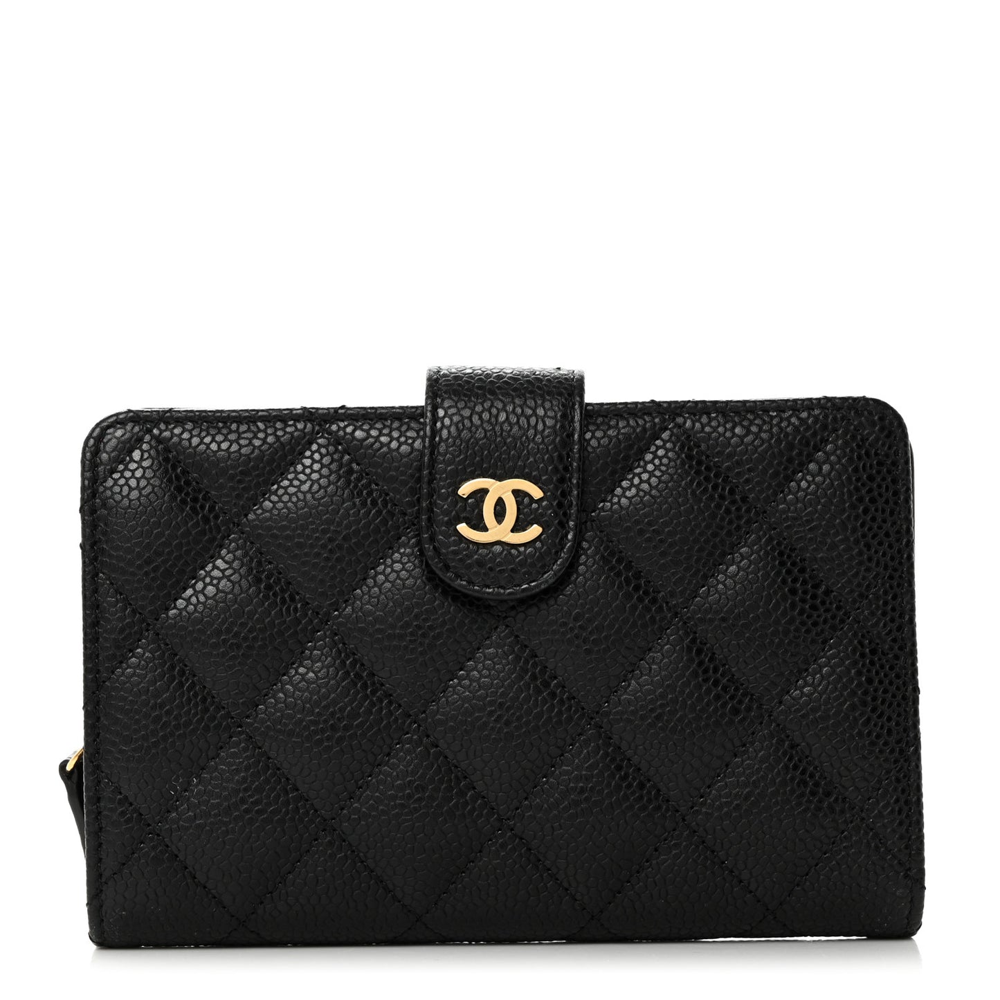 Caviar Quilted Zipped Pocket Wallet Black