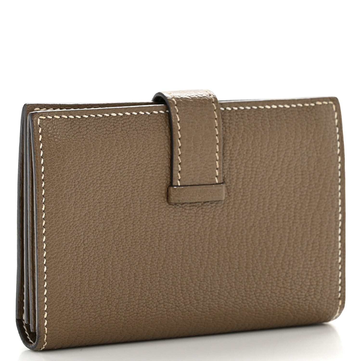 Hermes Chevre Mysore Bearn Card Holder Wallet Etoupe 1847902