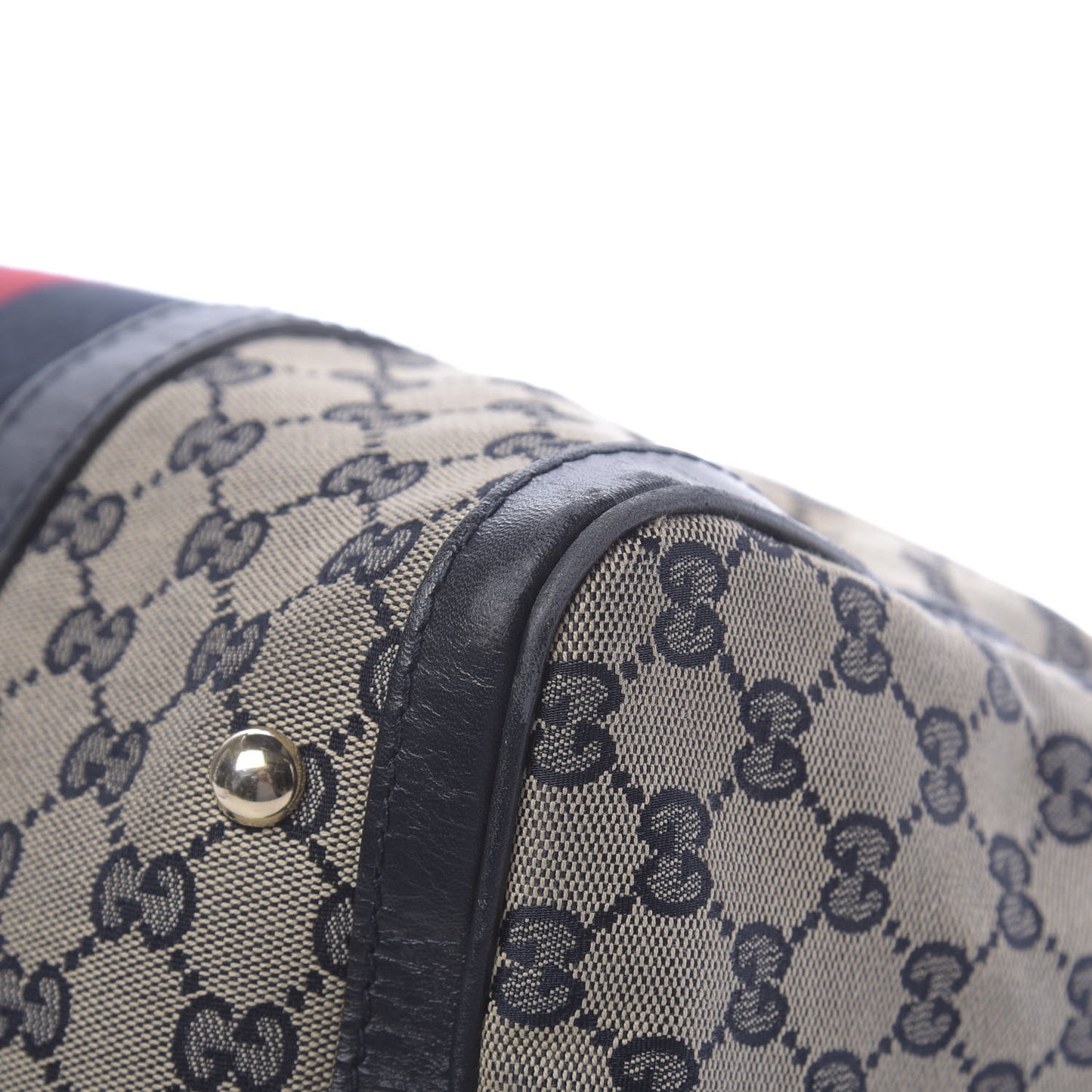 Monogram Selleria Calfskin Vintage Web Medium Boston Beige Blue