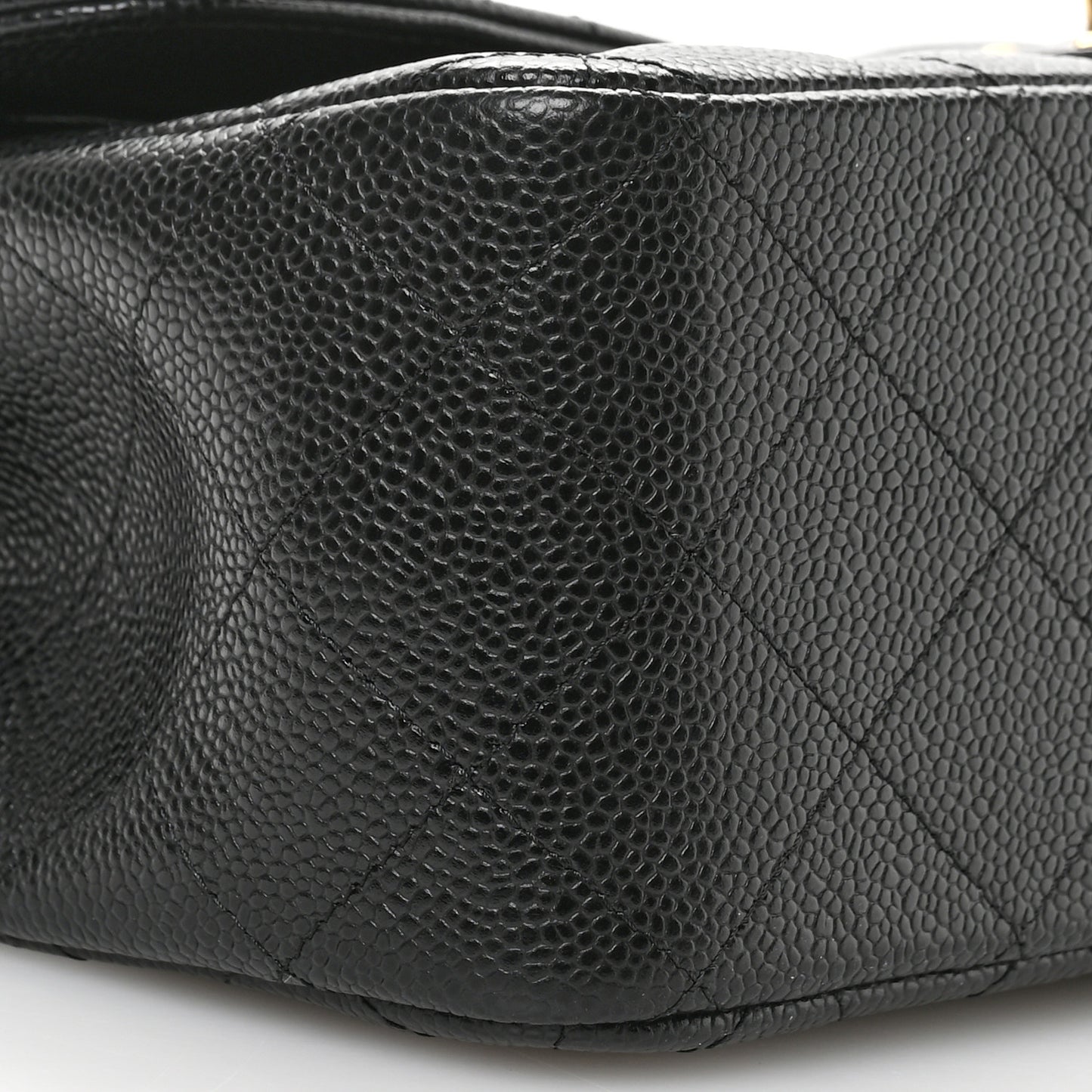 Caviar Quilted Jumbo Double Flap Black
