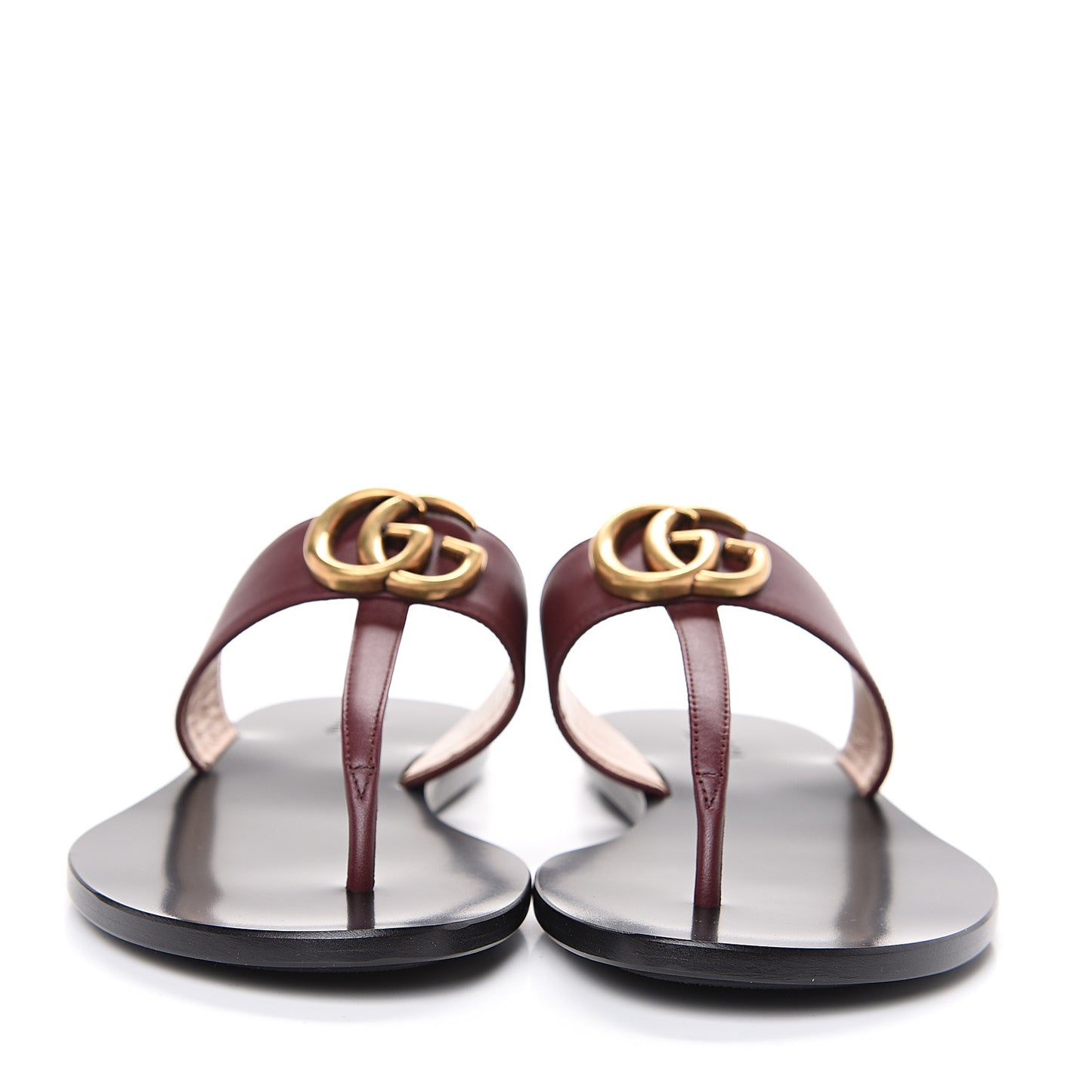 Calfskin GG Marmont Thong Sandals 35.5 Vintage Bordeaux