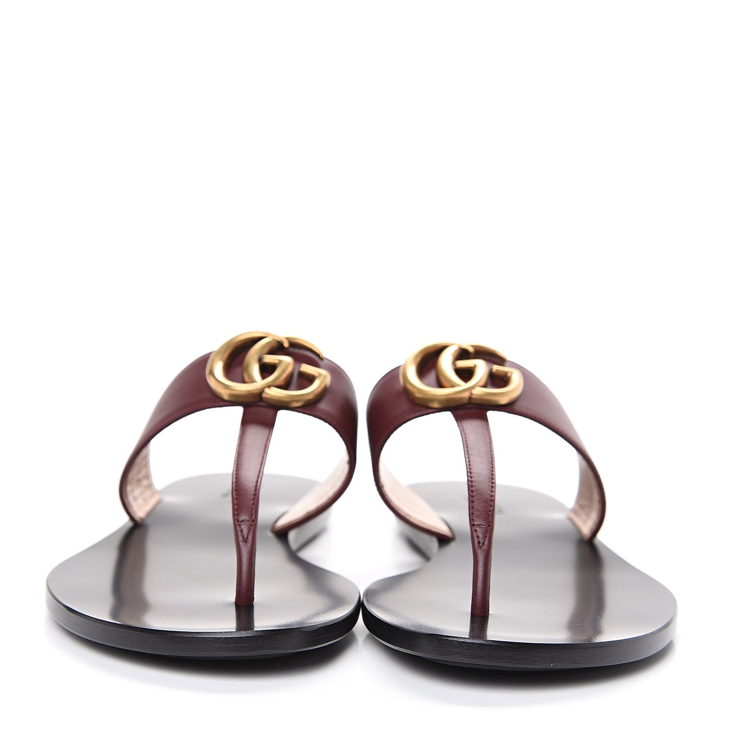 Gucci Calfskin GG Marmont Thong Sandals 35.5 Vintage Bordeaux 2 of 10