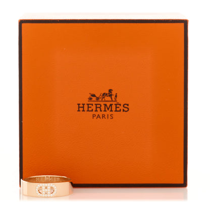 Hermes 18K Rose Gold Diamond PM H D'Ancre Ring 56 7.5 5 of 5