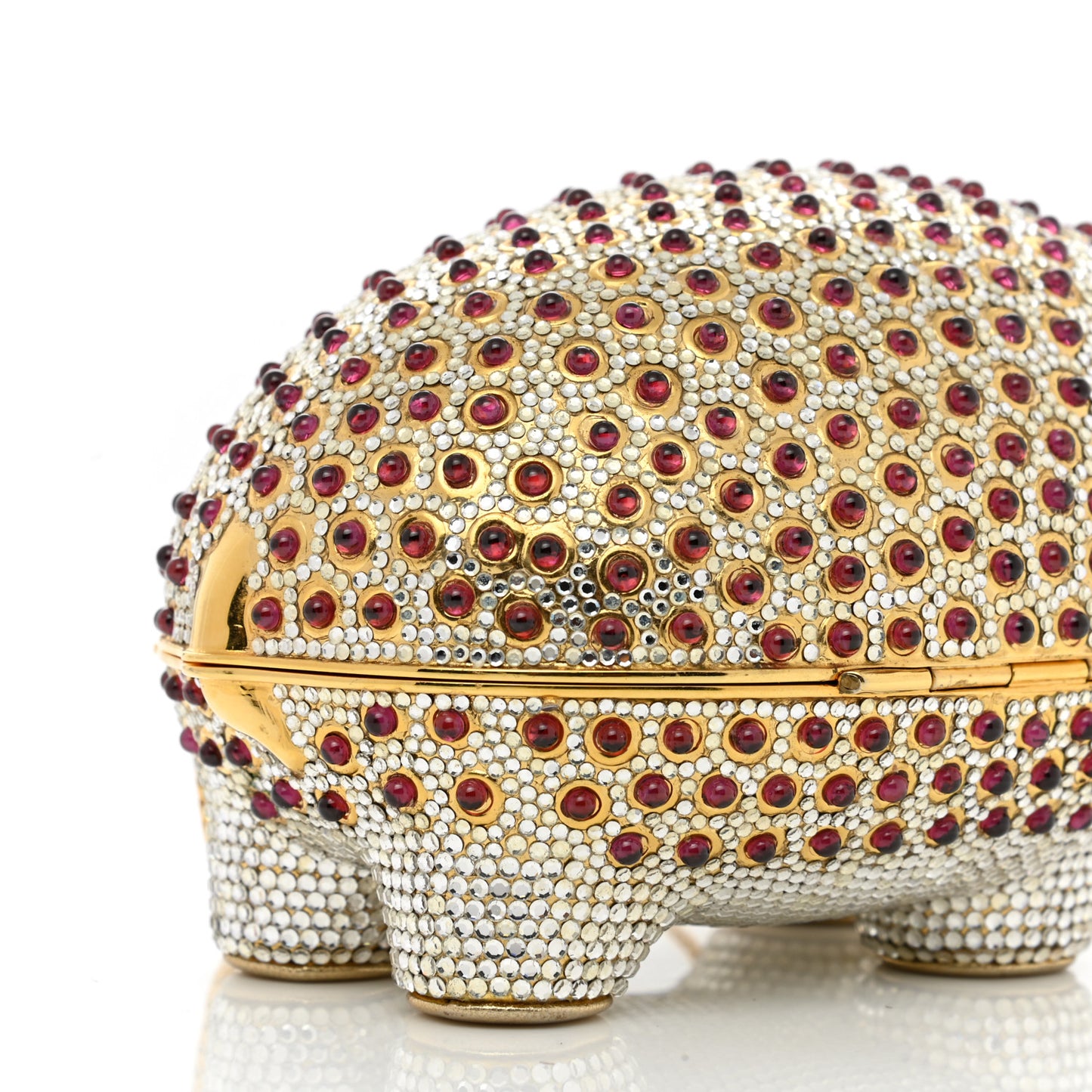 Swarovski Crystal Hedgehog Wilbur Minaudiere Clutch Gold Silver