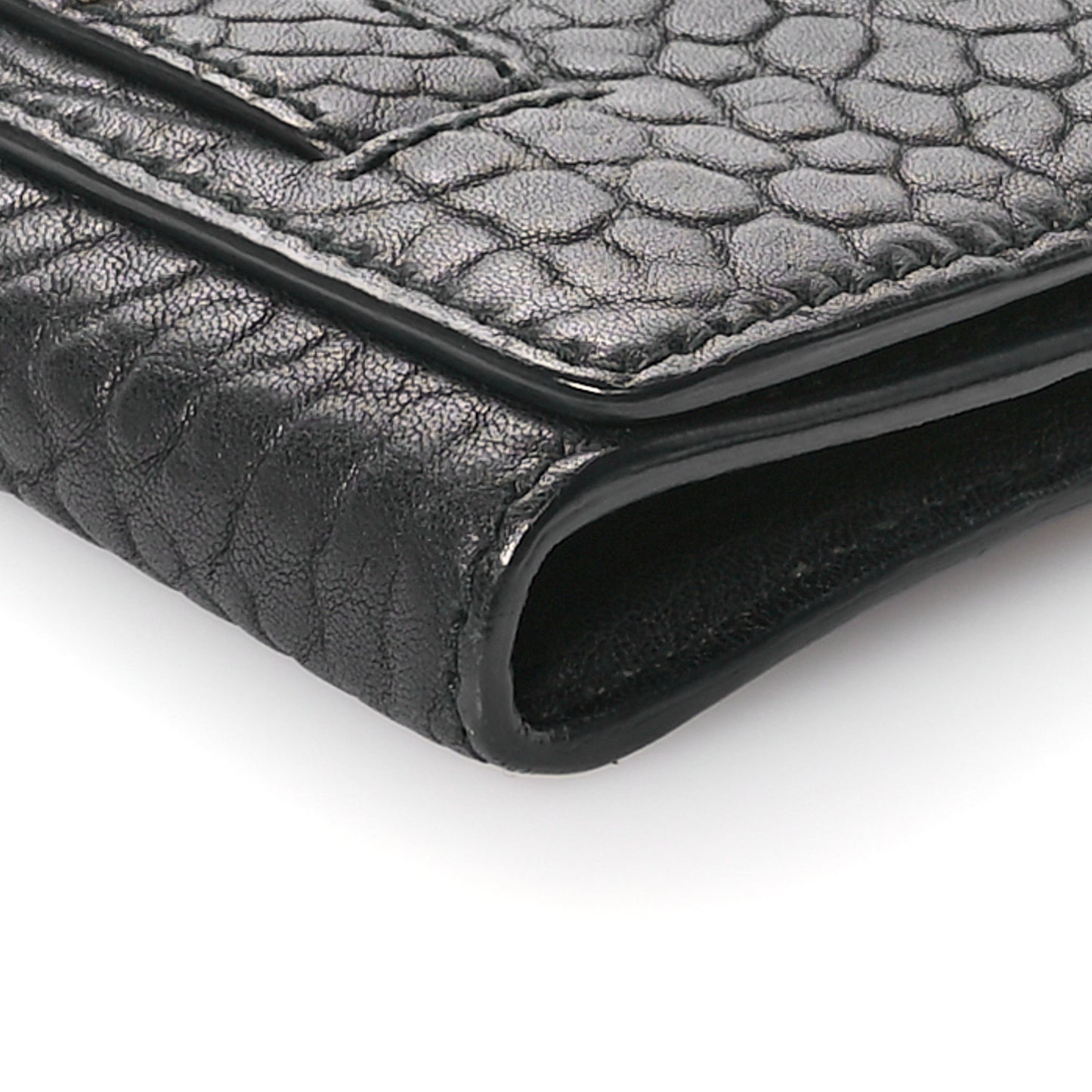 Canyon Grained Lambskin J'Adior Wallet On Chain Pouch Black