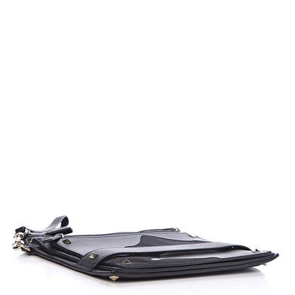 Valentino Garavani Vitello Camouflage Rockstud Triple Zip Wristlet Pouch Black 4 of 10