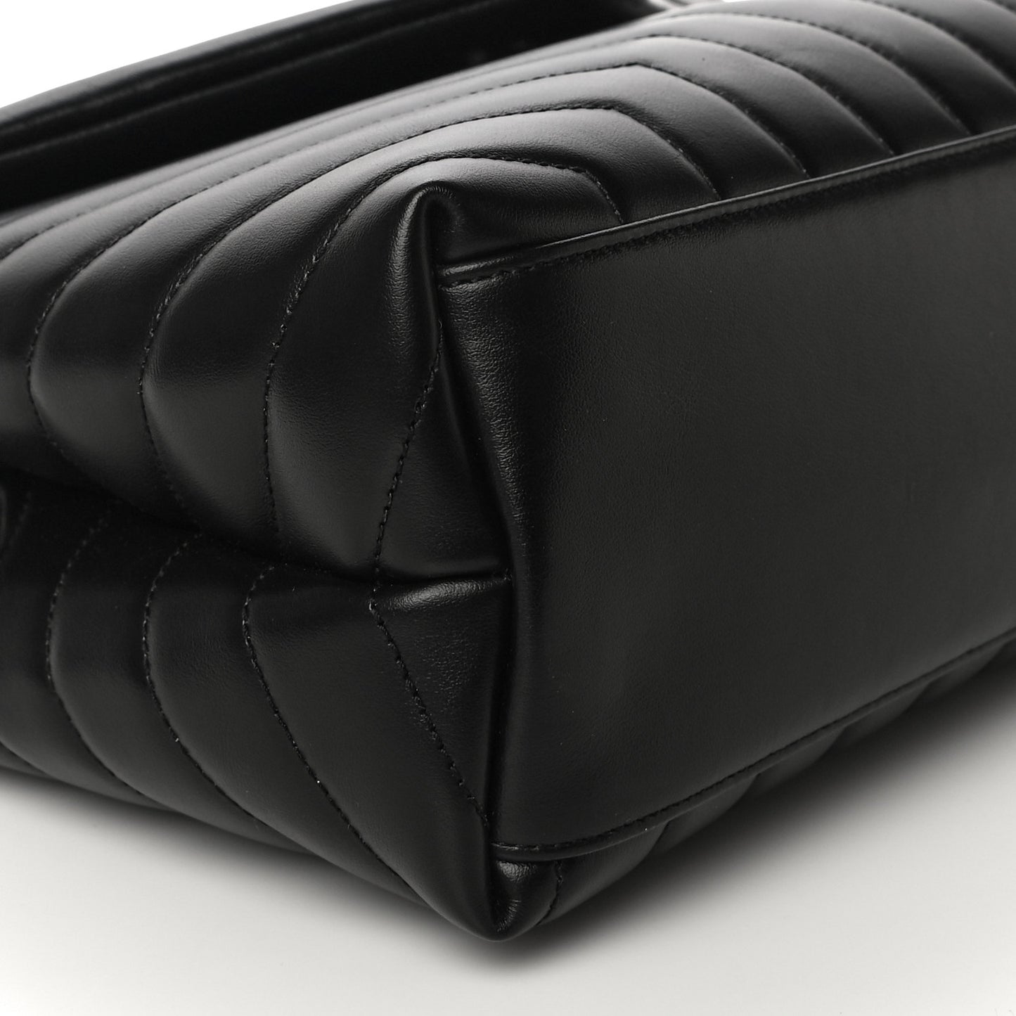 Calfskin Y Quilted Monogram Medium Loulou Chain Satchel Black