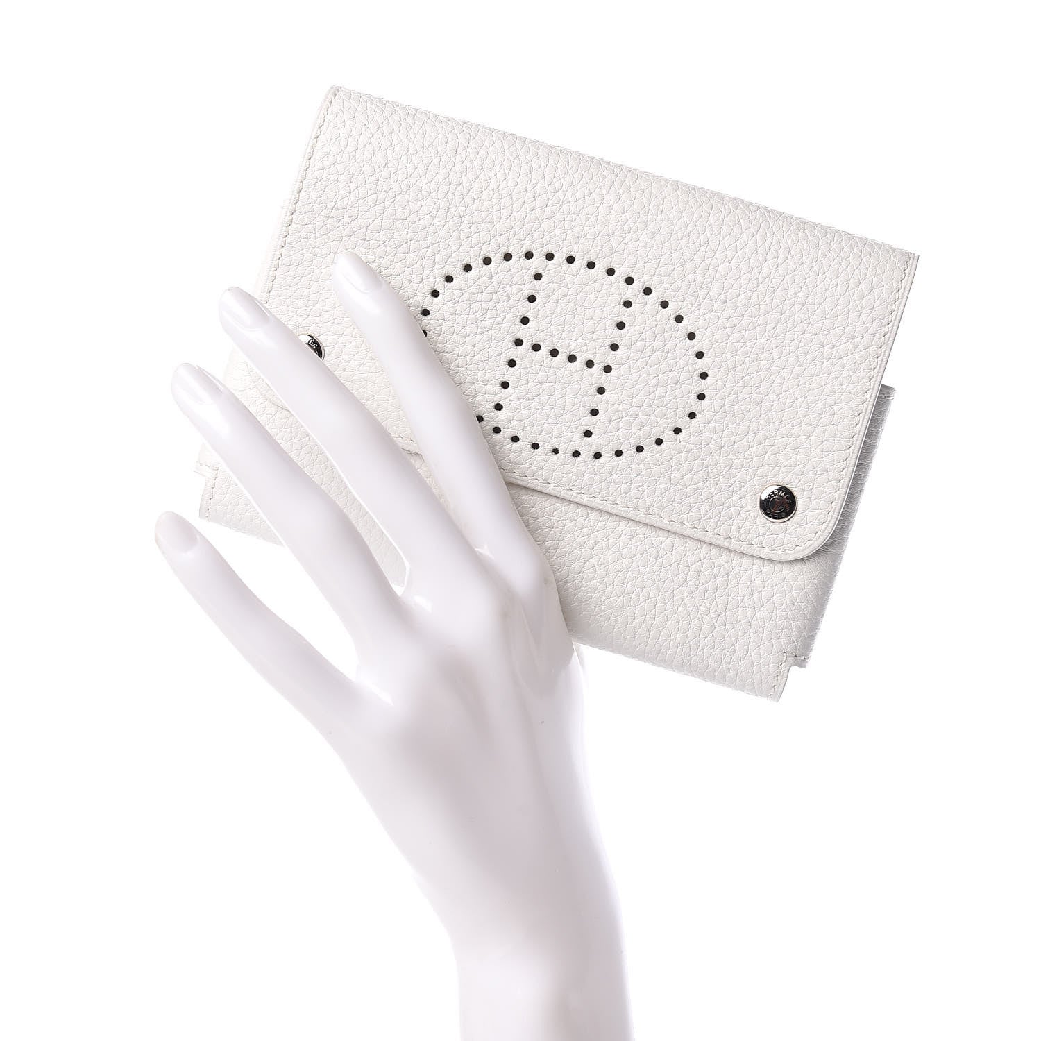 Hermes Taurillon Clemence Mises et Relances Playing Cards Holder White 2 of 7