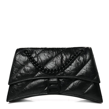 Balenciaga Crushed Calfskin Quilted Matte Black Hardware Small Crush Chain Bag Black 1 of 9