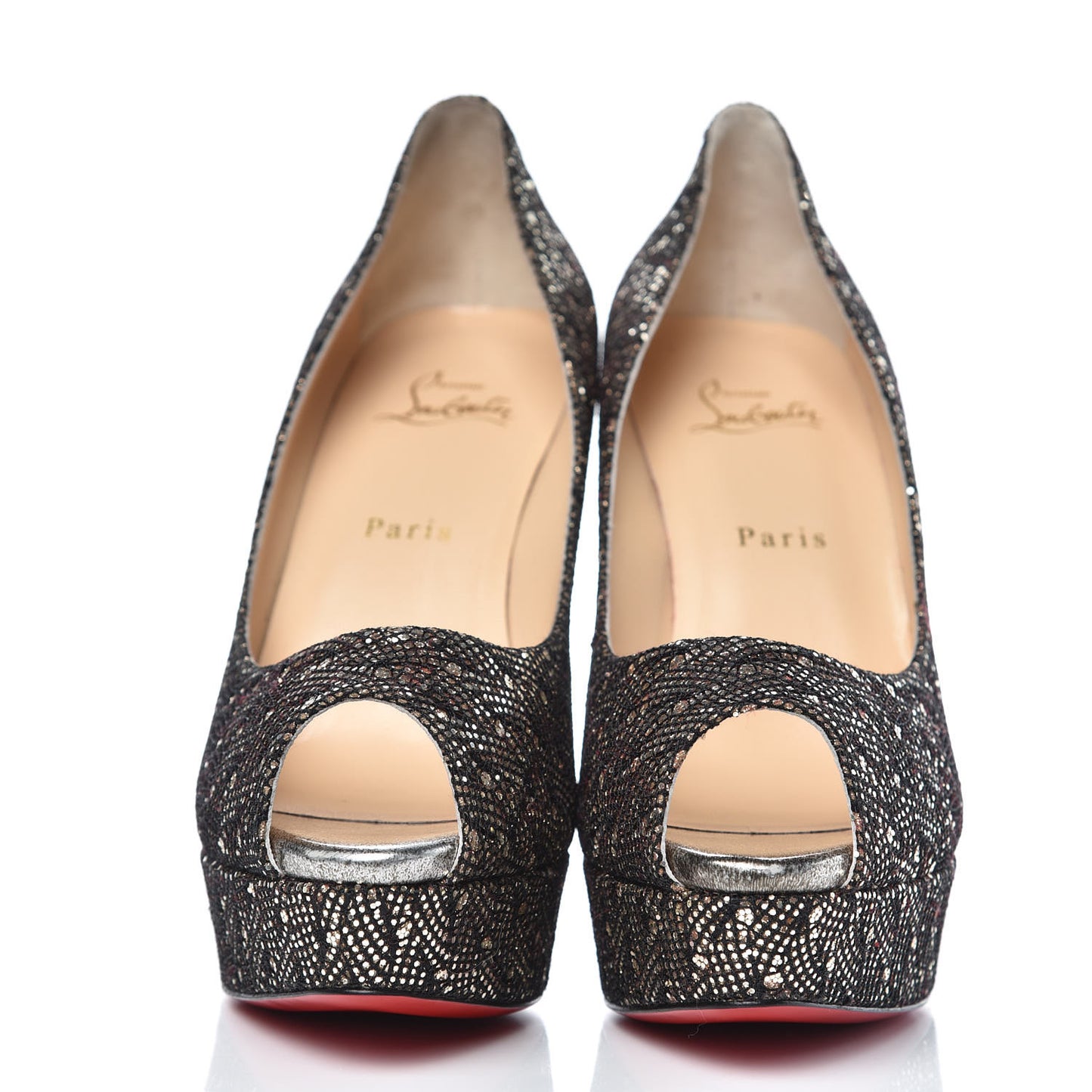 Glitter Palace SP Oxyde Fetish Peep 130 Pumps 40 Platine Silver