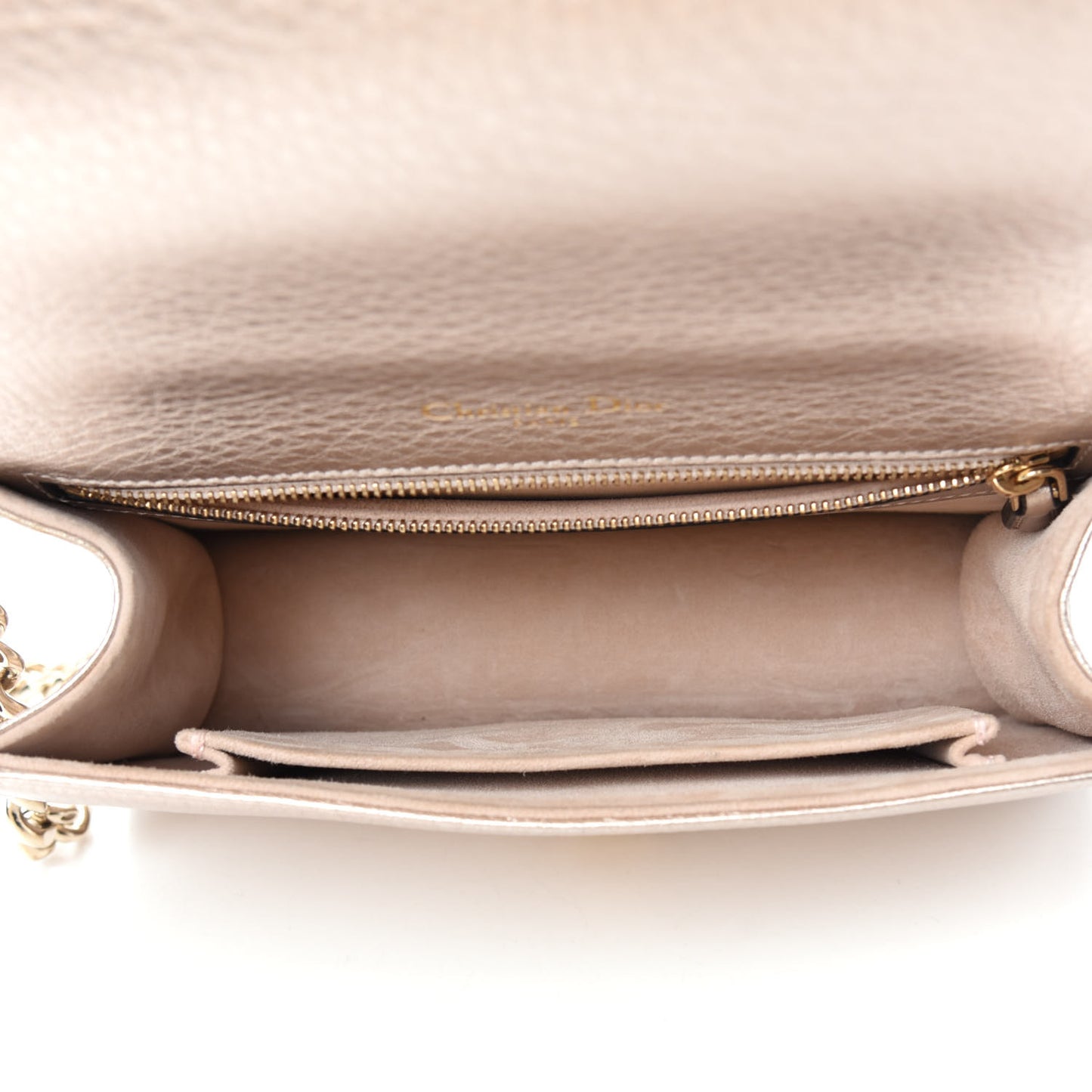 Metallic Grained Calfskin Small Diorama Flap Bag Copper