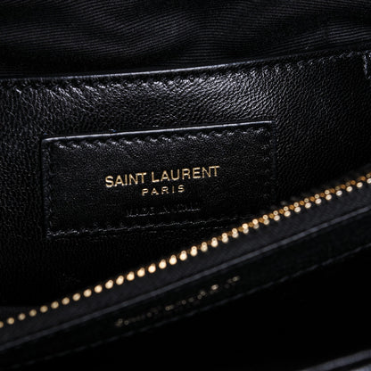 Saint Laurent Sheepskin Matelasse Chevron Monogram Large College Satchel Black 8 of 9