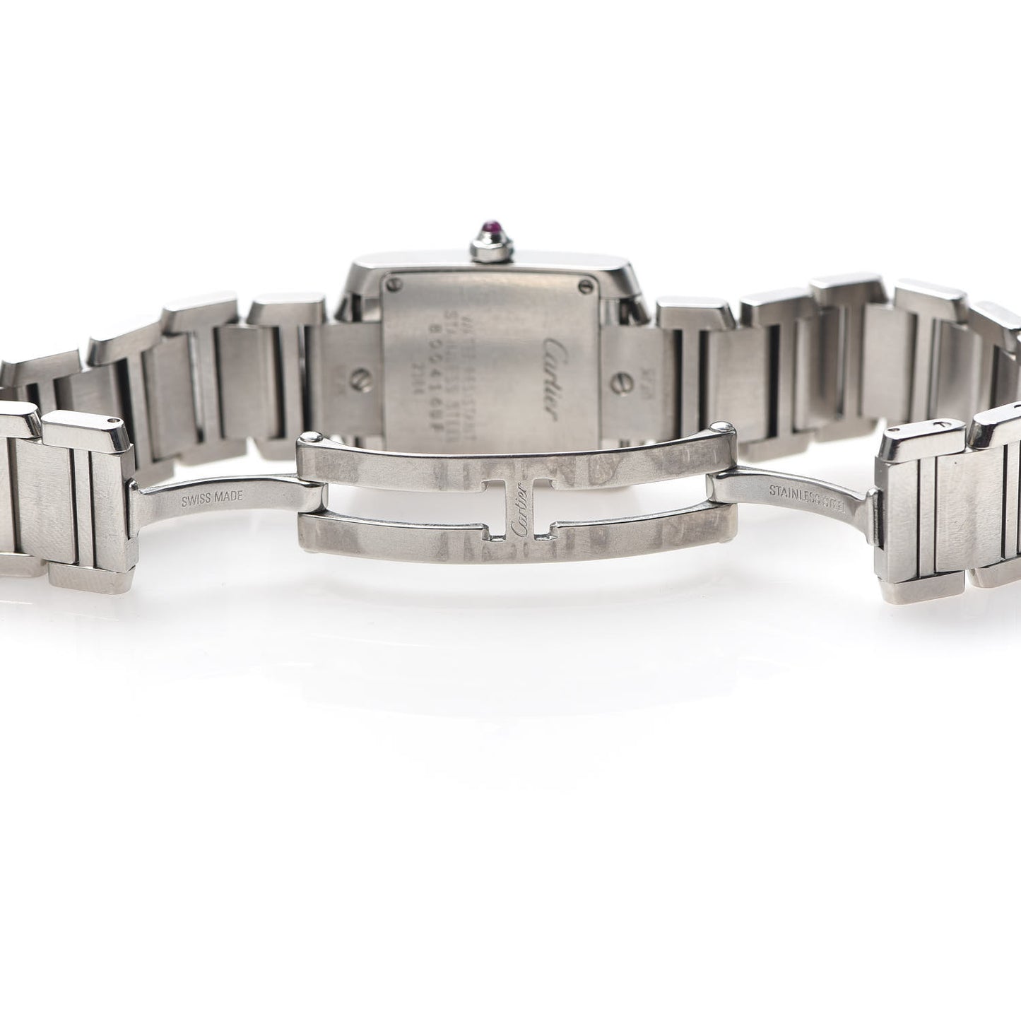 Stainless Steel Pink Mother of Pearl 20mm Tank Francaise Quartz Watch