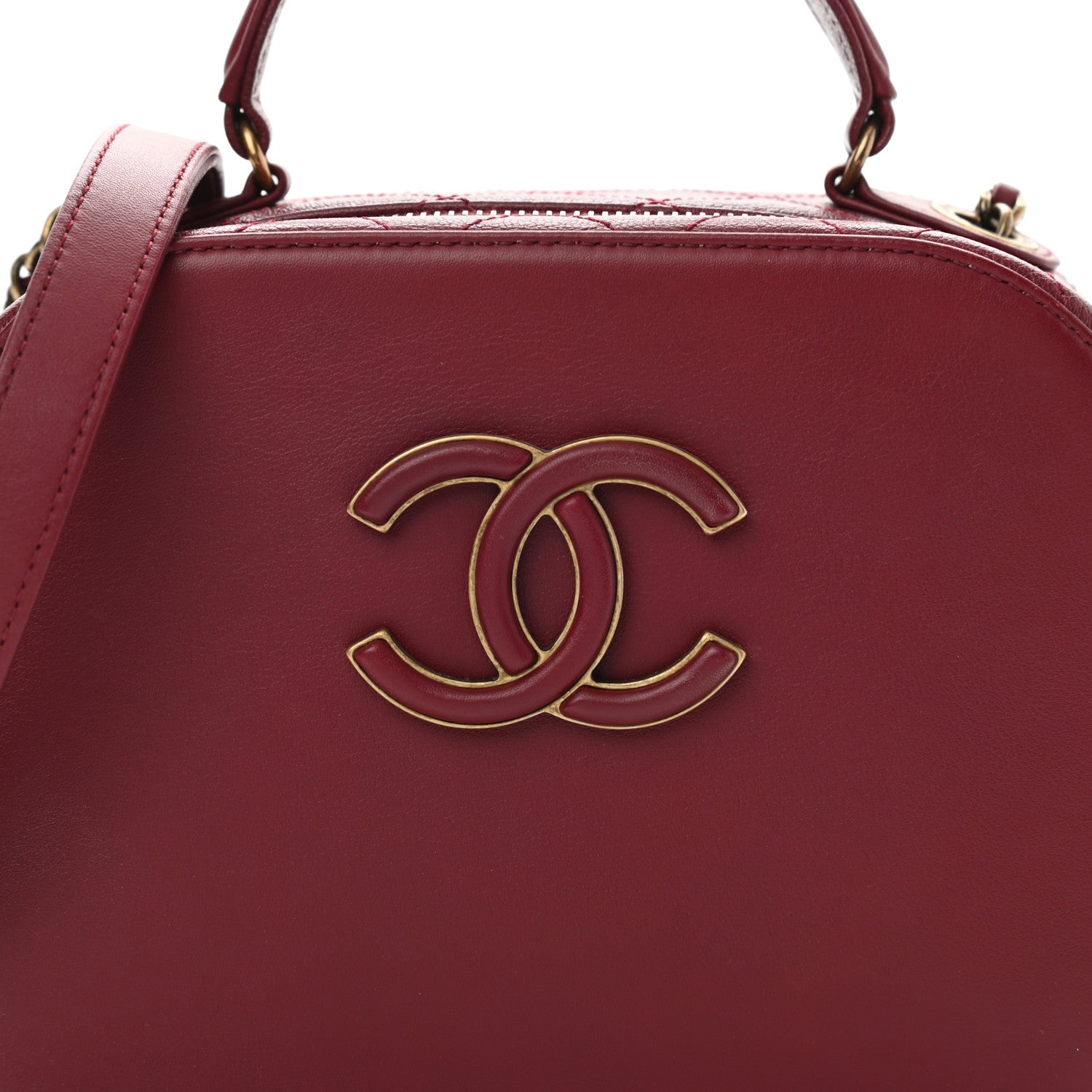 Chanel Shiny Calfskin Goatskin Quilted Small Coco Curve Vanity Burgundy 7 of 9